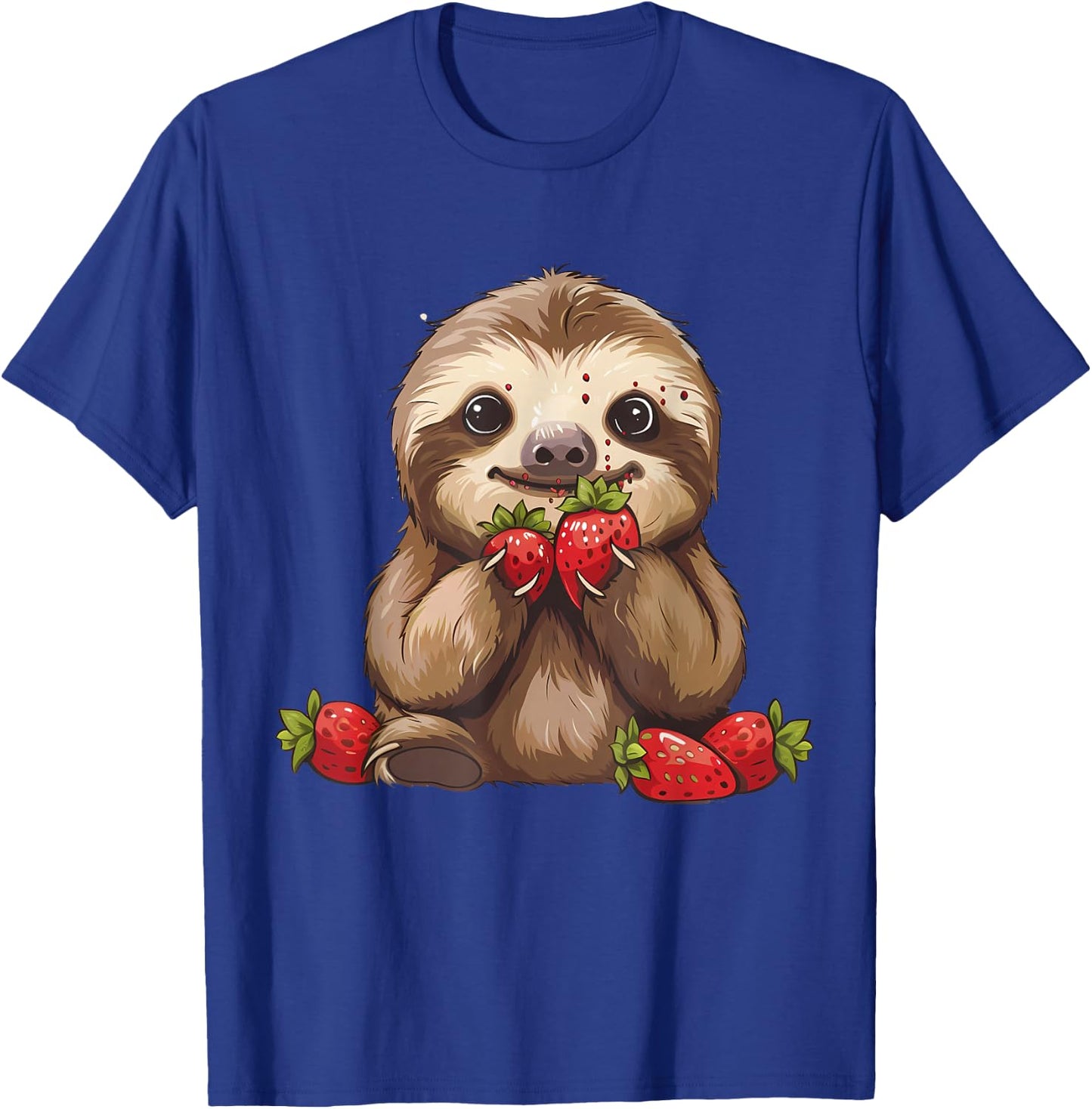 Strawberry Sloth Drawing Artwork Strawberries Cute Sloth T-Shirt - T-Shirt | Royal