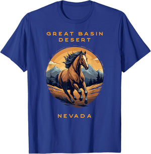 Great Basin Desert Nevada Wild Mustang Horse T-Shirt - T-Shirt | Royal