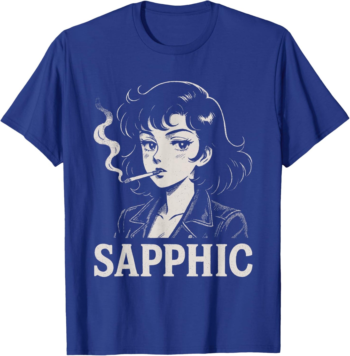 Sapphic Retro Anime Lesbian Aesthetic Funny T-Shirt - T-Shirt | Royal
