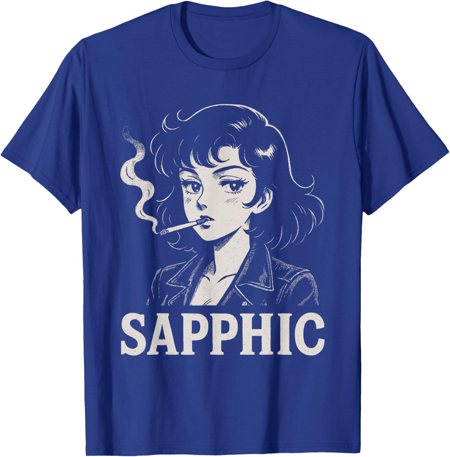 Sapphic Retro Anime Lesbian Aesthetic Funny T-Shirt - T-Shirt | Royal