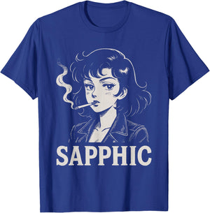 Sapphic Retro Anime Lesbian Aesthetic Funny T-Shirt - T-Shirt | Royal