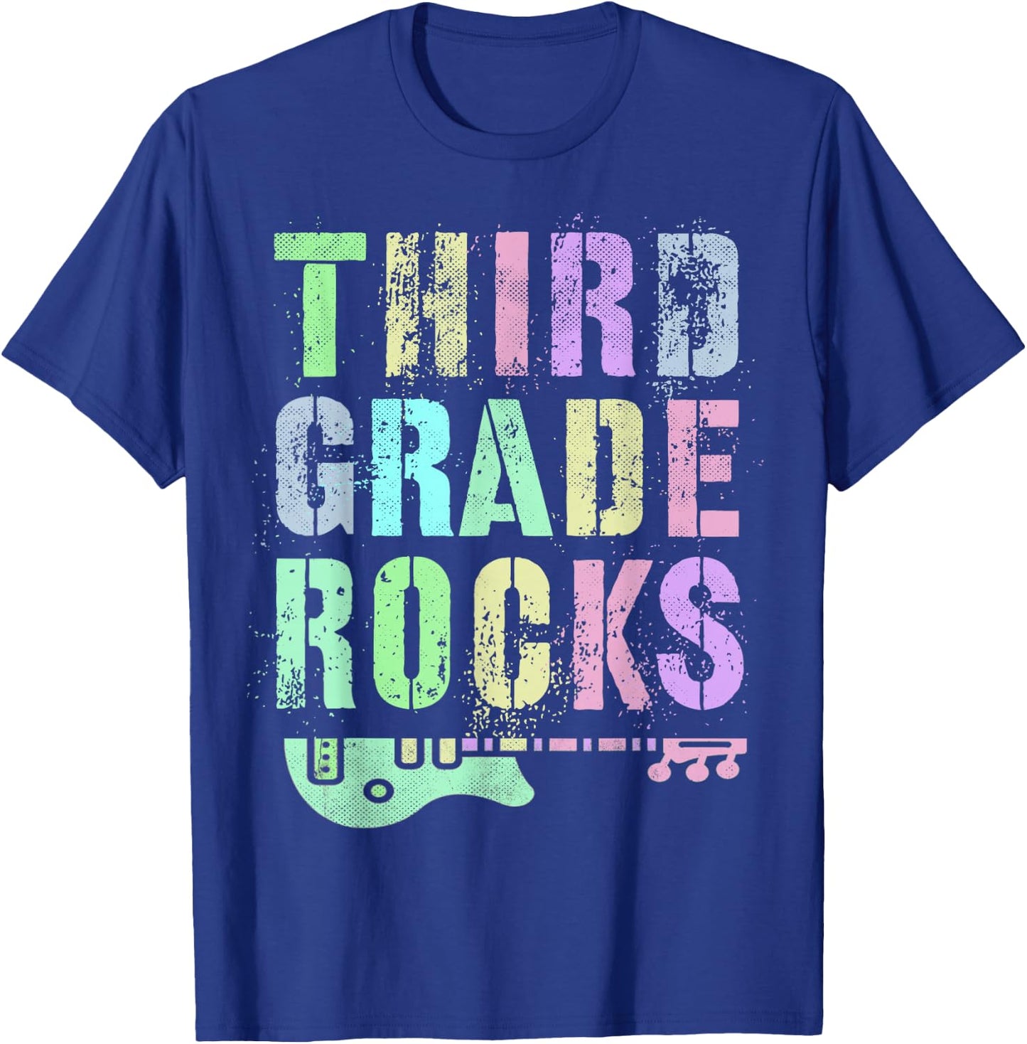 Retro THIRD GRADE ROCKS Student Rockstar Teacher 3rd Grader T-Shirt - T-Shirt | Royal