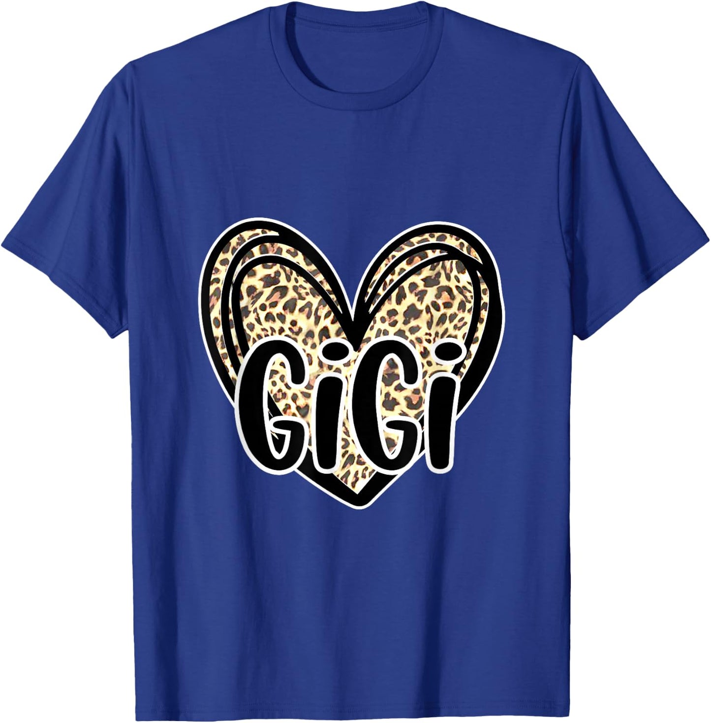 Cute Gigi, Women's Leopard Cheetah Print Heart Grandmother T-Shirt - T-Shirt | Royal