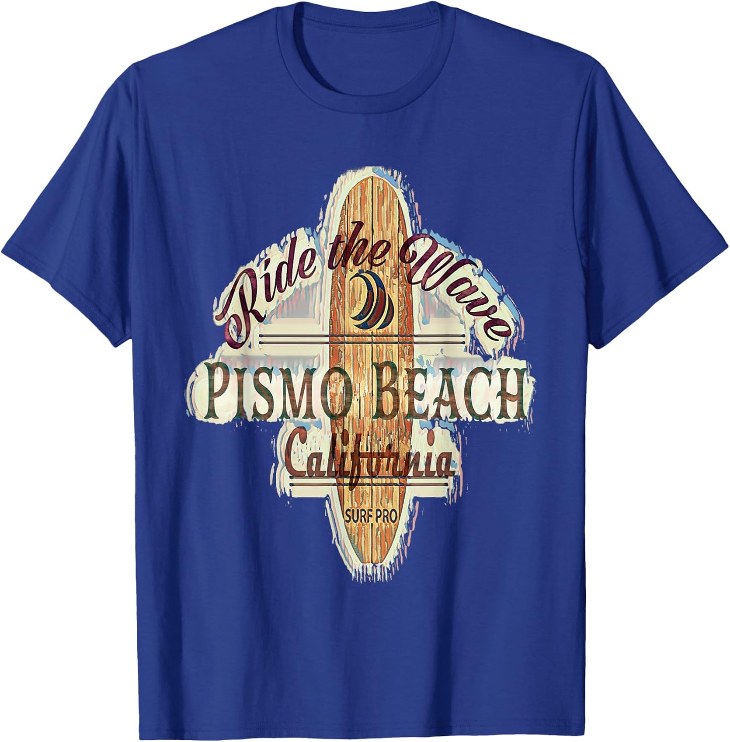 Surfing, Surfboard, Surfer Pismo Beach, California T-Shirt - T-Shirt | Royal