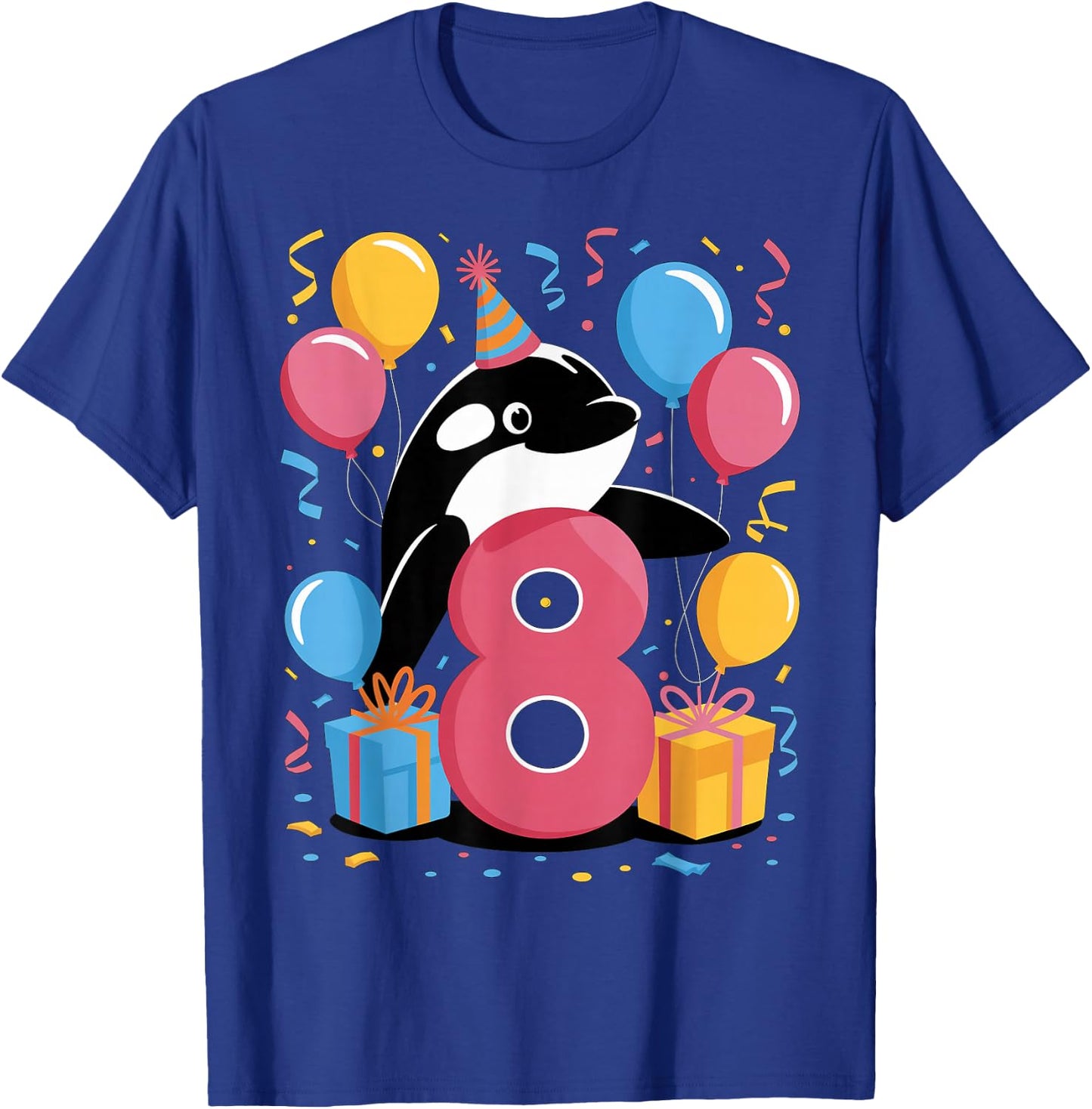 Orca 8th birthday for boy girl 8 years old eighth eight Orca T-Shirt - T-Shirt | Royal