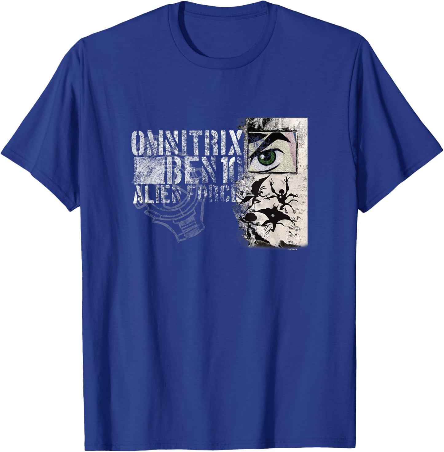 Ben 10: Alien Force Omnitrix Heroes Silhouettes Distressed T-Shirt - T-Shirt | Royal