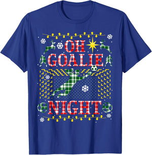 Funny Soccer Goalie Ugly Christmas Sweater Party Goal Keeper T-Shirt - T-Shirt | Royal