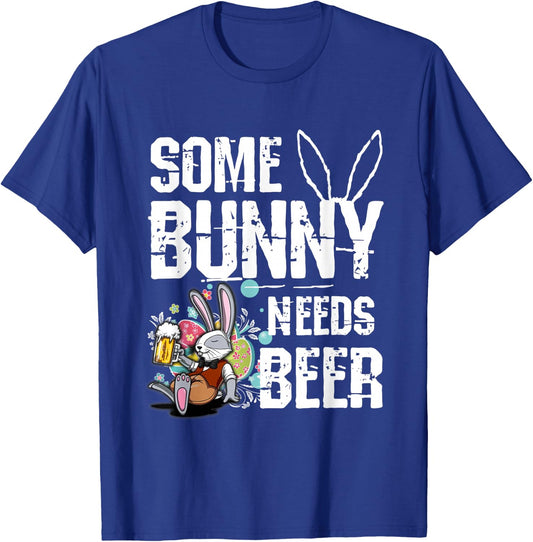 Some Bunny Needs Beer Funny Easter T-Shirt - T-Shirt | Royal