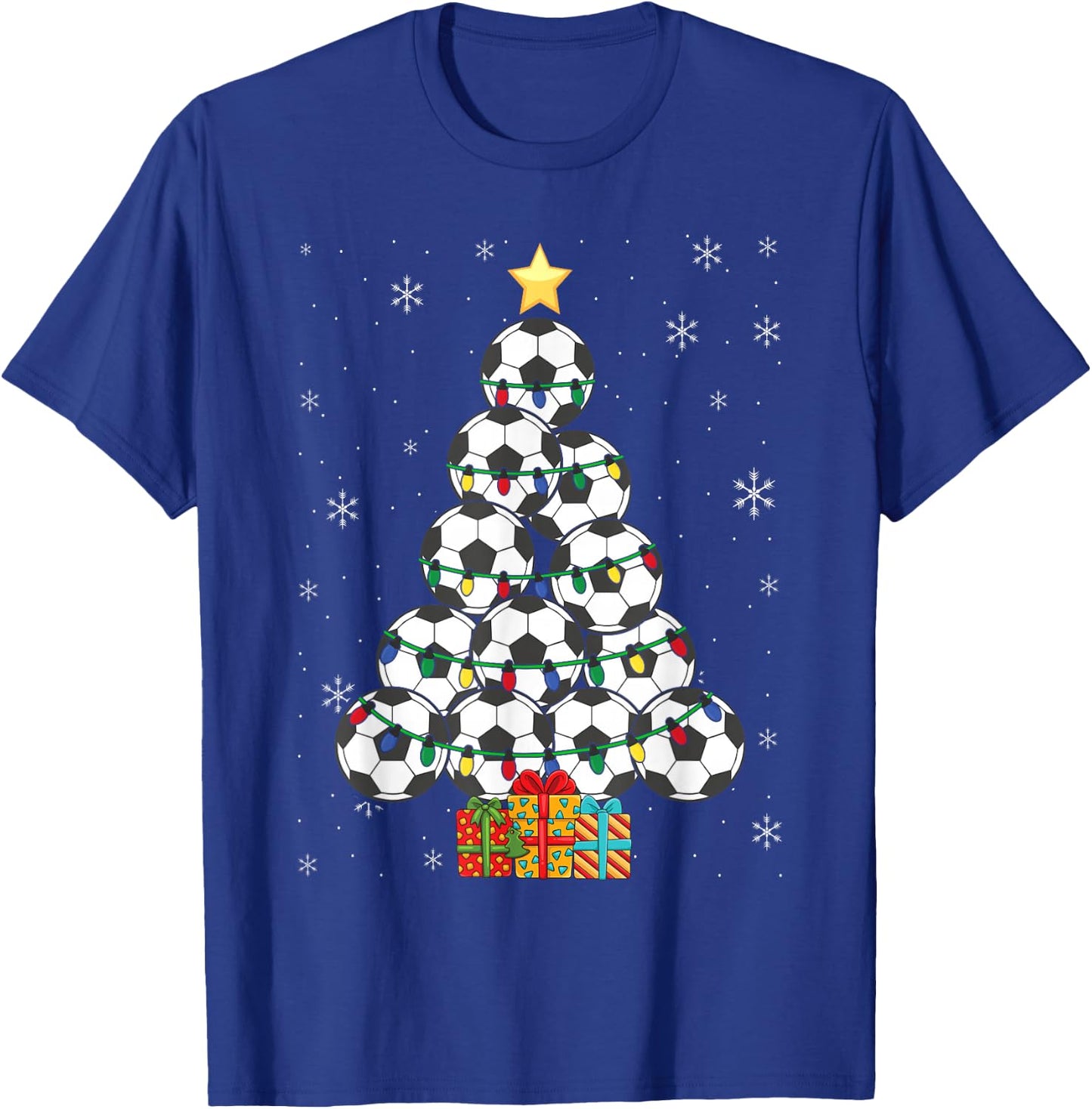 Soccer Christmas Tree Xmas Player Boys Girls Men Women Kids T-Shirt - T-Shirt | Royal