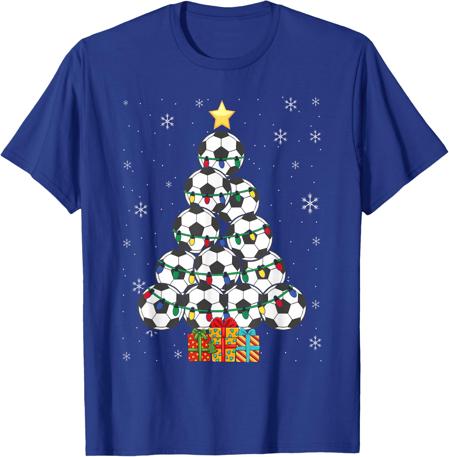 Soccer Christmas Tree Xmas Player Boys Girls Men Women Kids T-Shirt - T-Shirt | Royal
