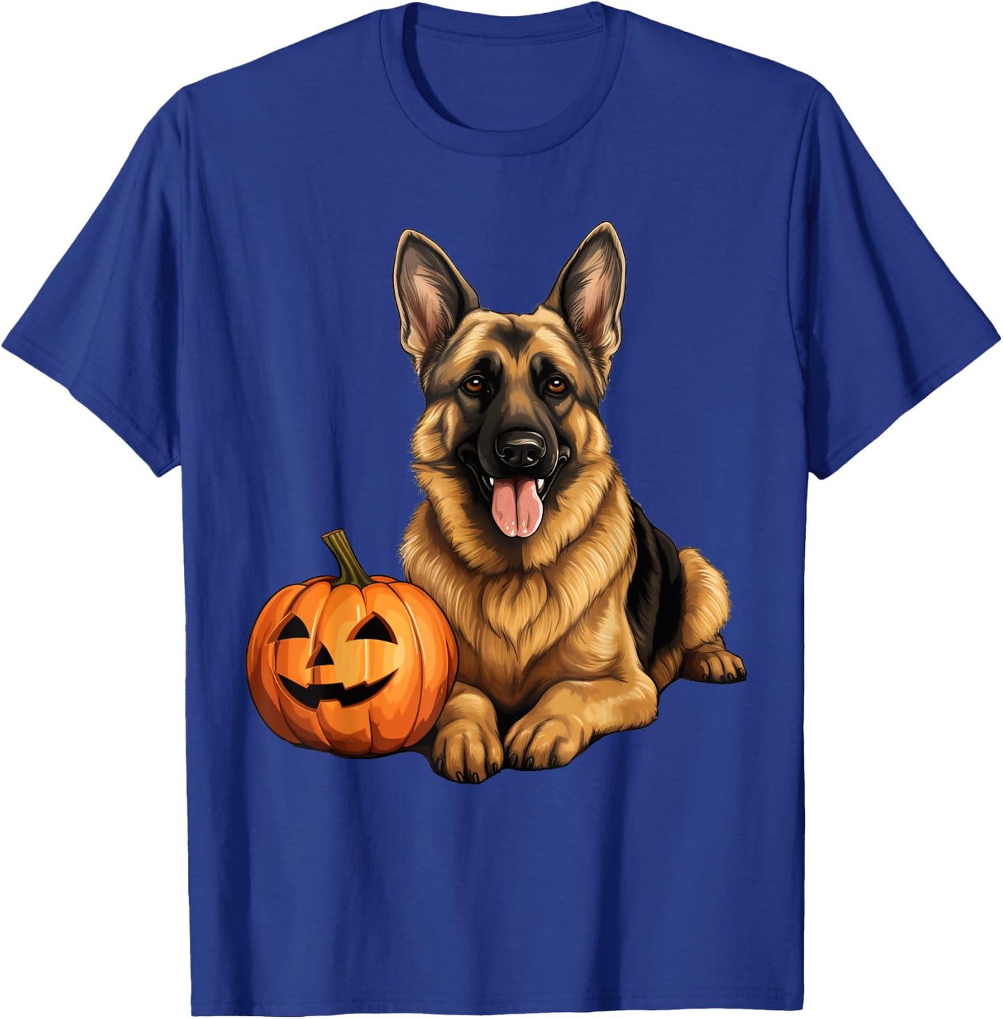 German Shepherd Dog Pumpkin Lazy Halloween Party Costume T-Shirt - T-Shirt | Royal