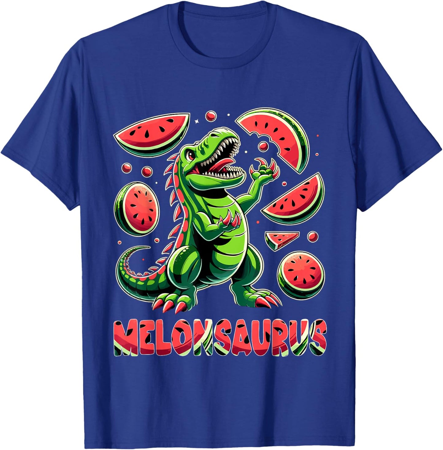 Melonsaurus Watermelon Dinosaur Summer Tropical Vacation T-Shirt - T-Shirt | Royal