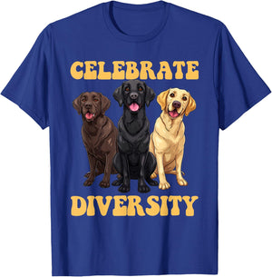 Labrador Dogs CELEBRATE DIVERSITY Retriever Owners T-Shirt - T-Shirt | Royal
