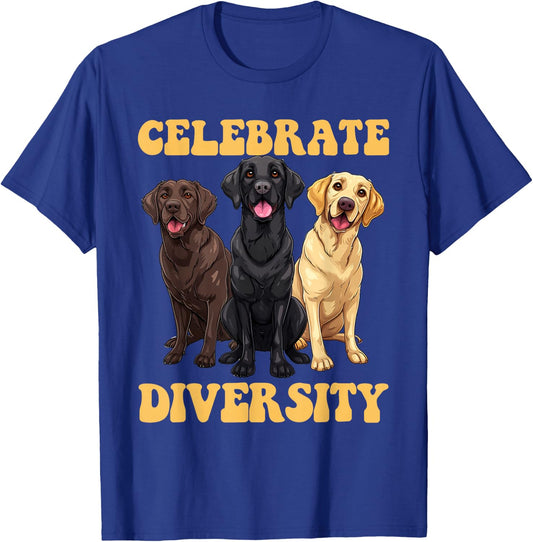Labrador Dogs CELEBRATE DIVERSITY Retriever Owners T-Shirt - T-Shirt | Royal