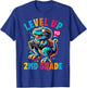 Dinosaur boys back to School 2nd grade Level up video games T-Shirt - T-Shirt | Royal