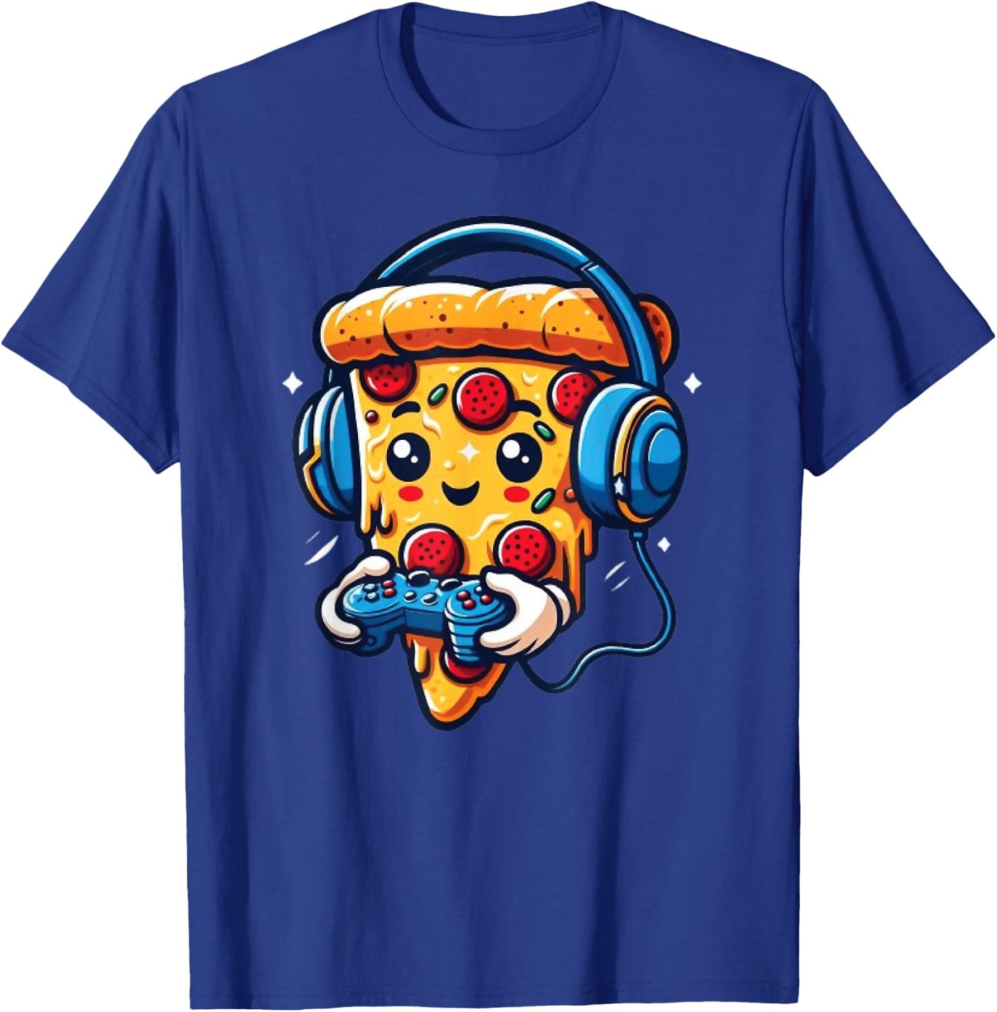 Gamer Pizza Video Gaming Funny Food Men Boys Kids Teen Youth T-Shirt - T-Shirt | Royal