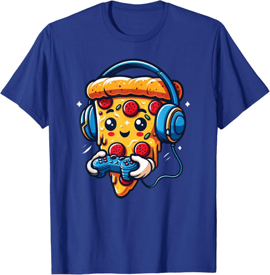 Gamer Pizza Video Gaming Funny Food Men Boys Kids Teen Youth T-Shirt - T-Shirt | Royal