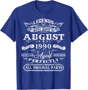 Legend Born In August 1990 35th Birthday 35 Years Old T-Shirt - T-Shirt | Royal