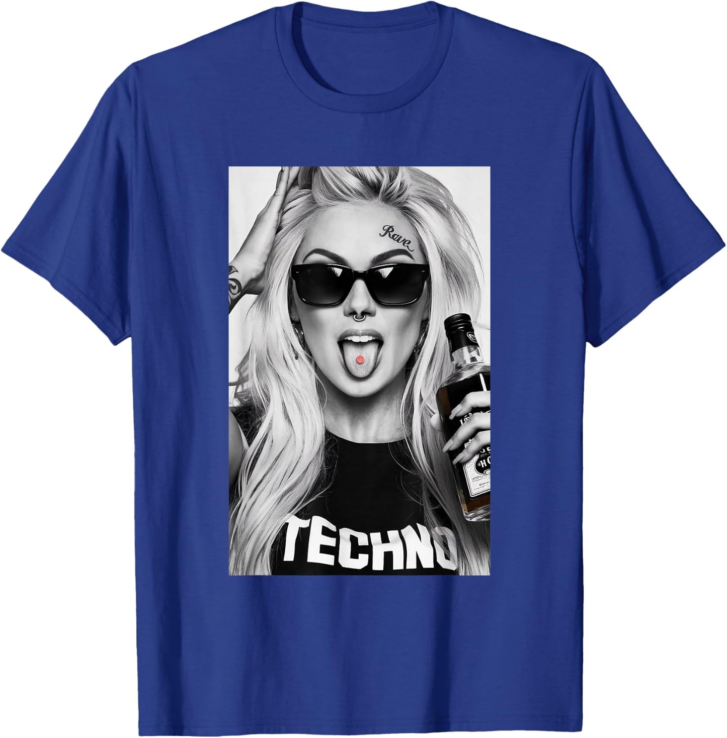 Blonde Techno Girl | Rave, Festival, Techno , black T-Shirt - T-Shirt | Royal