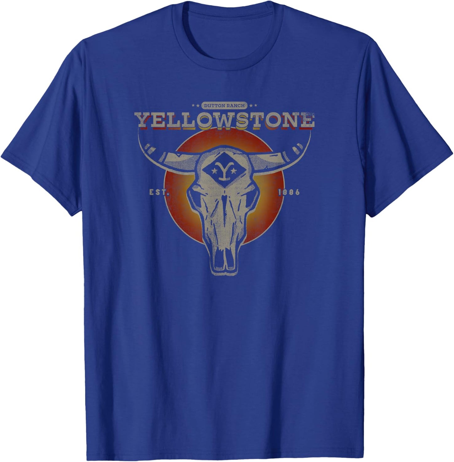 Yellowstone Dutton Ranch Bull Skull Logo V4 , black T-Shirt - T-Shirt | Royal