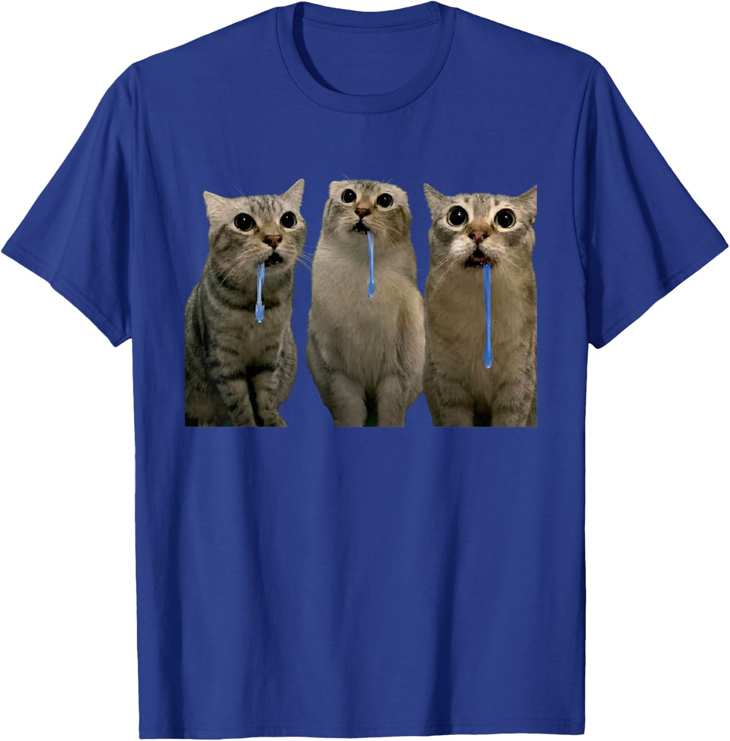 Cats Yelling at a Drooling Cat Double Funny Meme T-Shirt - T-Shirt | Royal