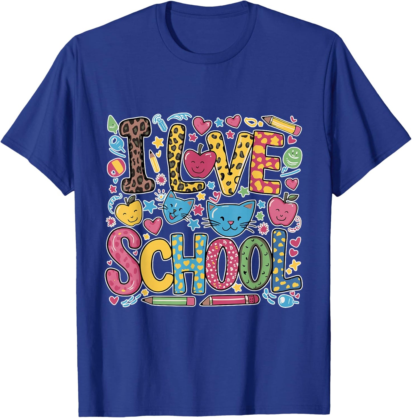 I Love School - Fun and Playful Kids Teachers T-Shirt - T-Shirt | Royal