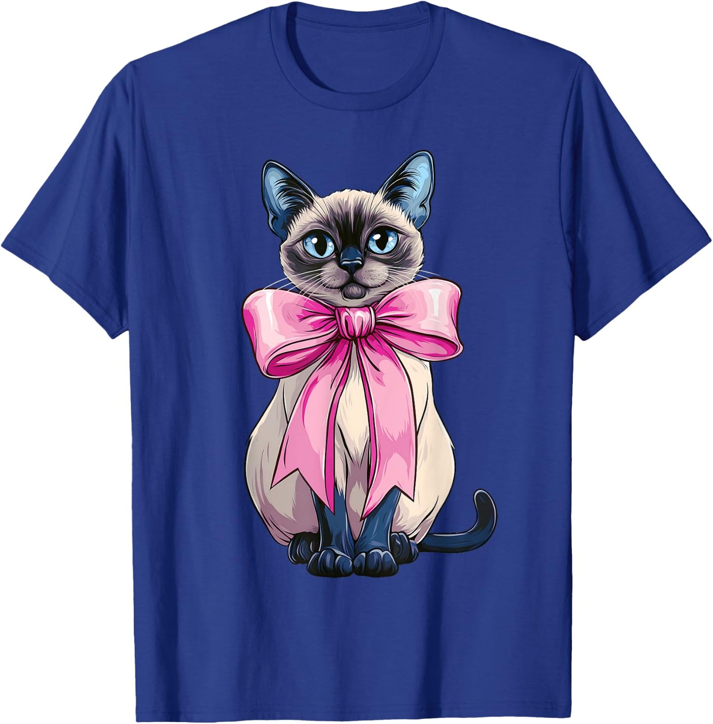 Coquette Bow Siamese Cat Mom Cute Pink Mothers Day Mom Girl T-Shirt - T-Shirt | Royal