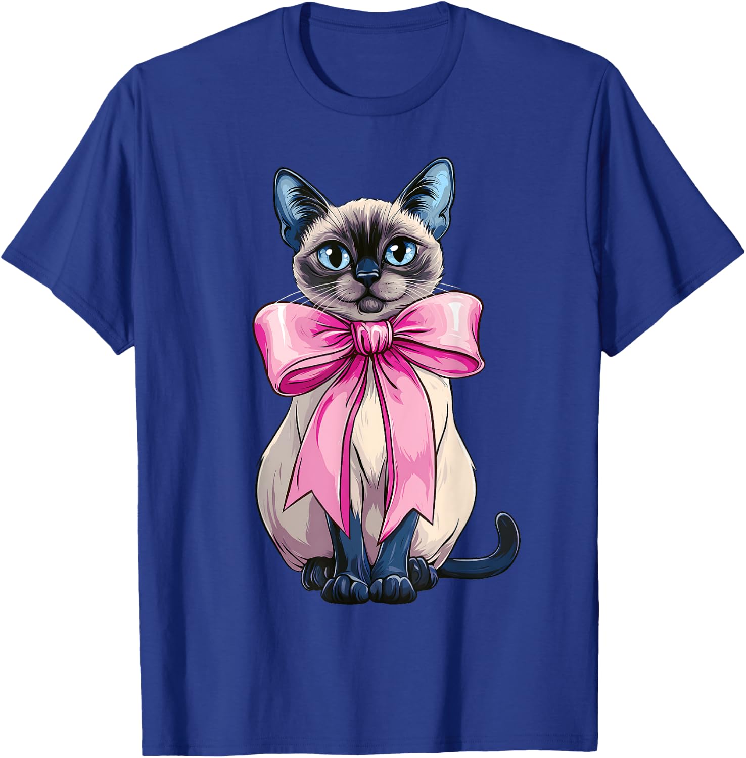 Coquette Bow Siamese Cat Mom Cute Pink Mothers Day Mom Girl T-Shirt - T-Shirt | Royal