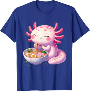 Anime Kawaii Axolotl Food Ramen Noodles Kids Teen Girls Boy , black T-Shirt - T-Shirt | Royal