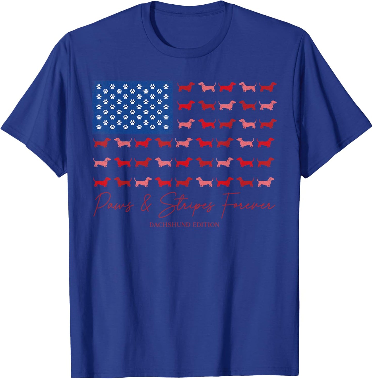 Paws and Stripes Forever Dachshund 4th July Patriotic Flag T-Shirt - T-Shirt | Royal