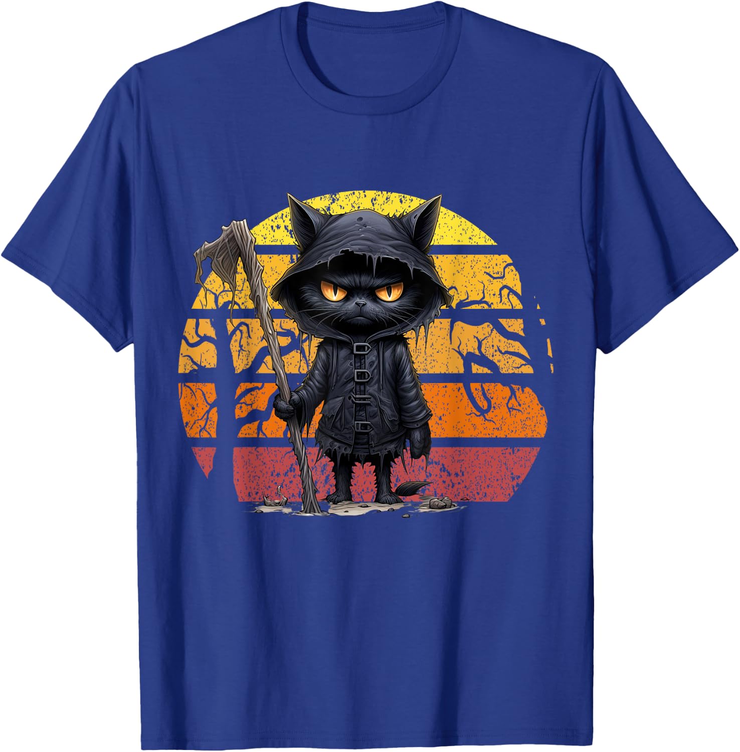 Halloween Black Cat Halloween Scary Angry Cat Men Women Kid T-Shirt - T-Shirt | Royal