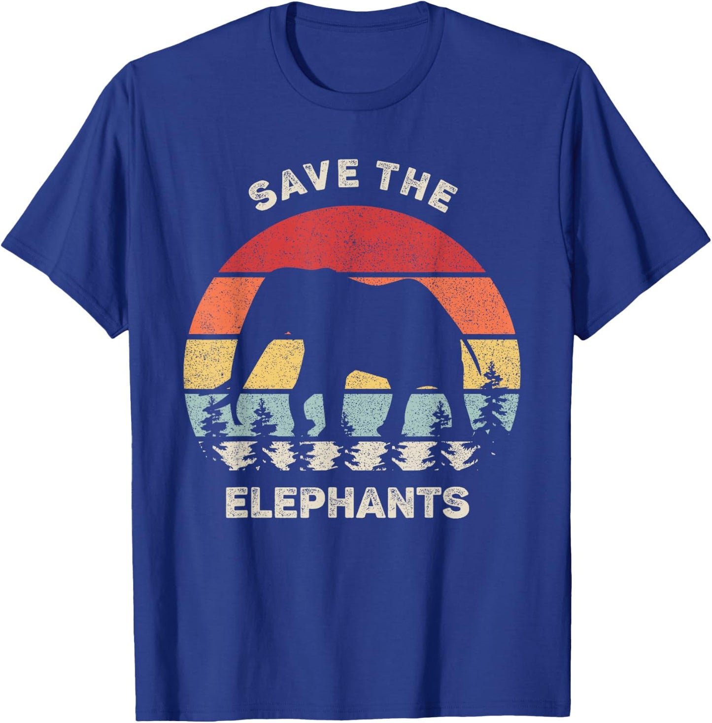 Retro Save The Elephants Shirt Animal Lover Vintage Elephant T-Shirt - T-Shirt | Royal