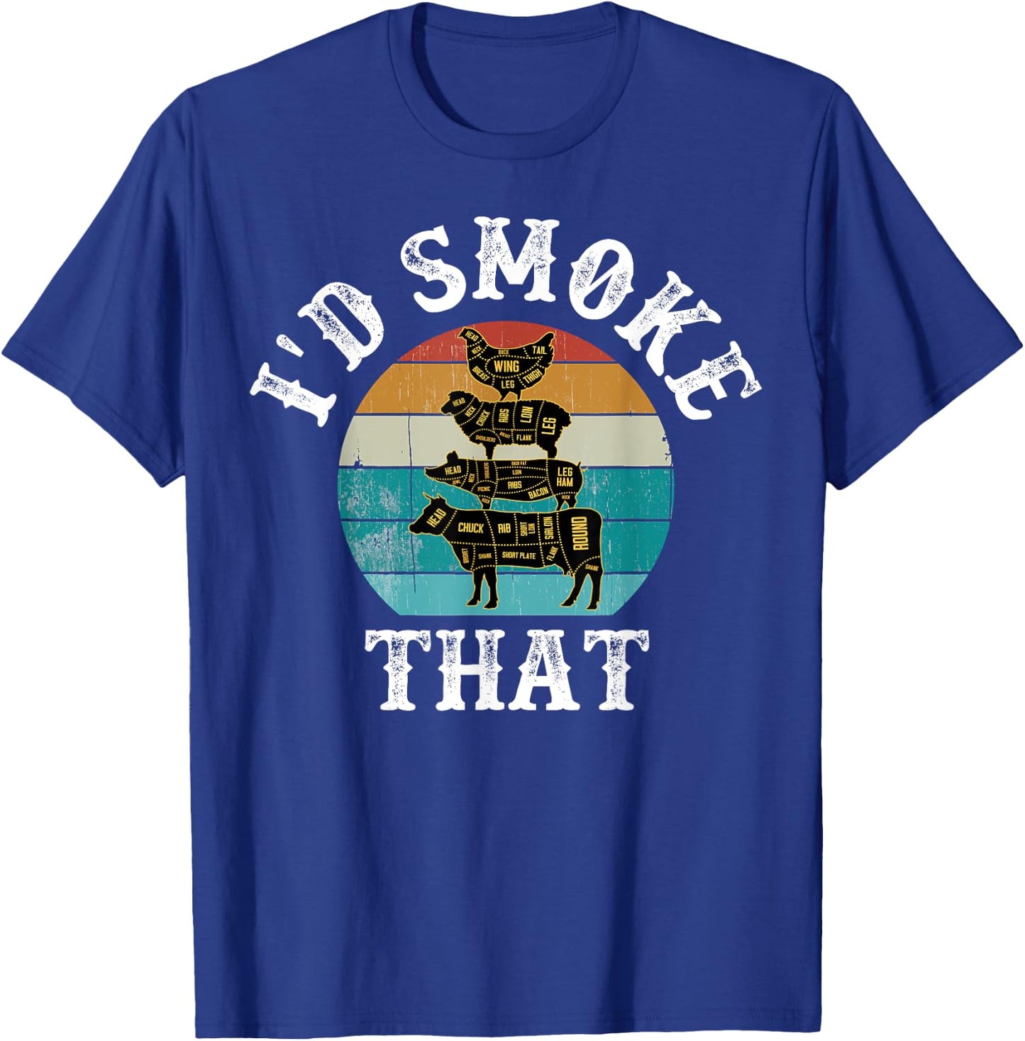 Funny retro bbq party smoker chef dad gifts - i'd smoke that T-Shirt - T-Shirt | Royal