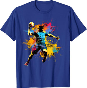 Colourful Handball Player Boy on Men's Handball , black T-Shirt - T-Shirt | Royal