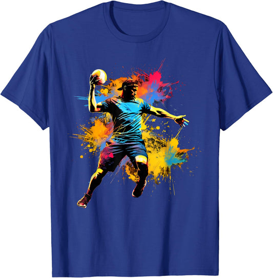 Colourful Handball Player Boy on Men's Handball , black T-Shirt - T-Shirt | Royal