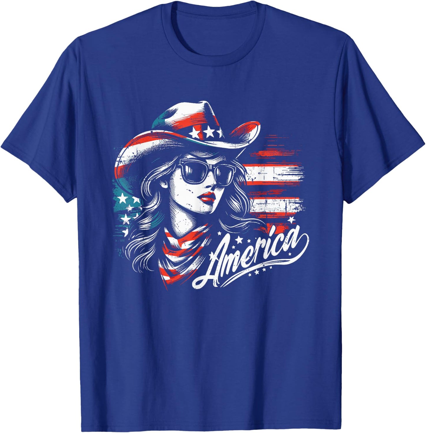 Vintage Cowgirl America Western 4th of July Girls T-Shirt - T-Shirt | Royal