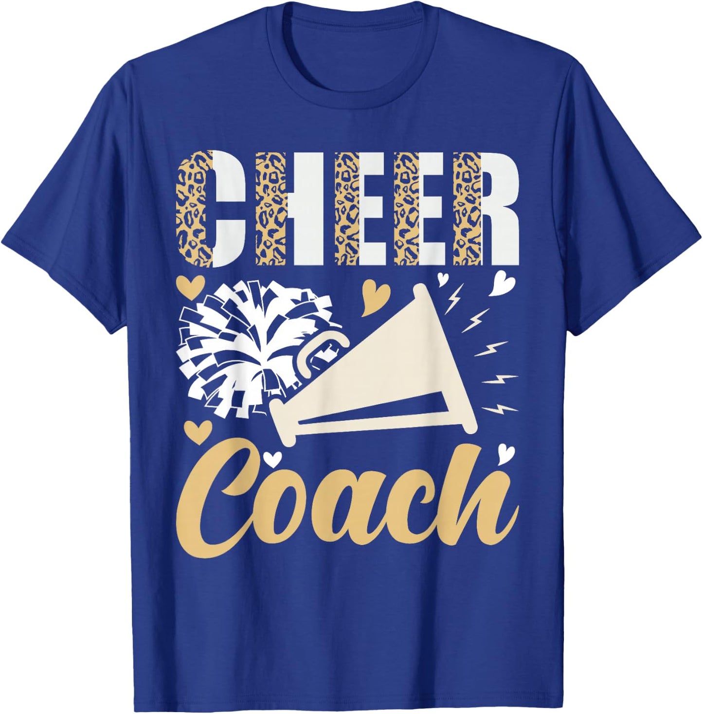 Cheer Coach Leopard Cheerleading Coach T-Shirt - T-Shirt | Royal