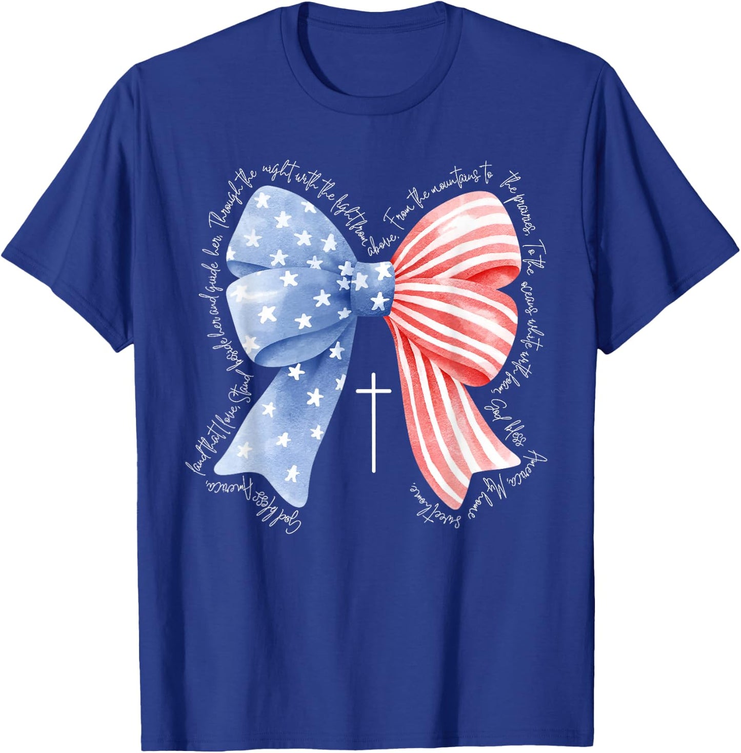 Coquette Bow Christian Jesus 250 Years American 4th of July T-Shirt - T-Shirt | Royal
