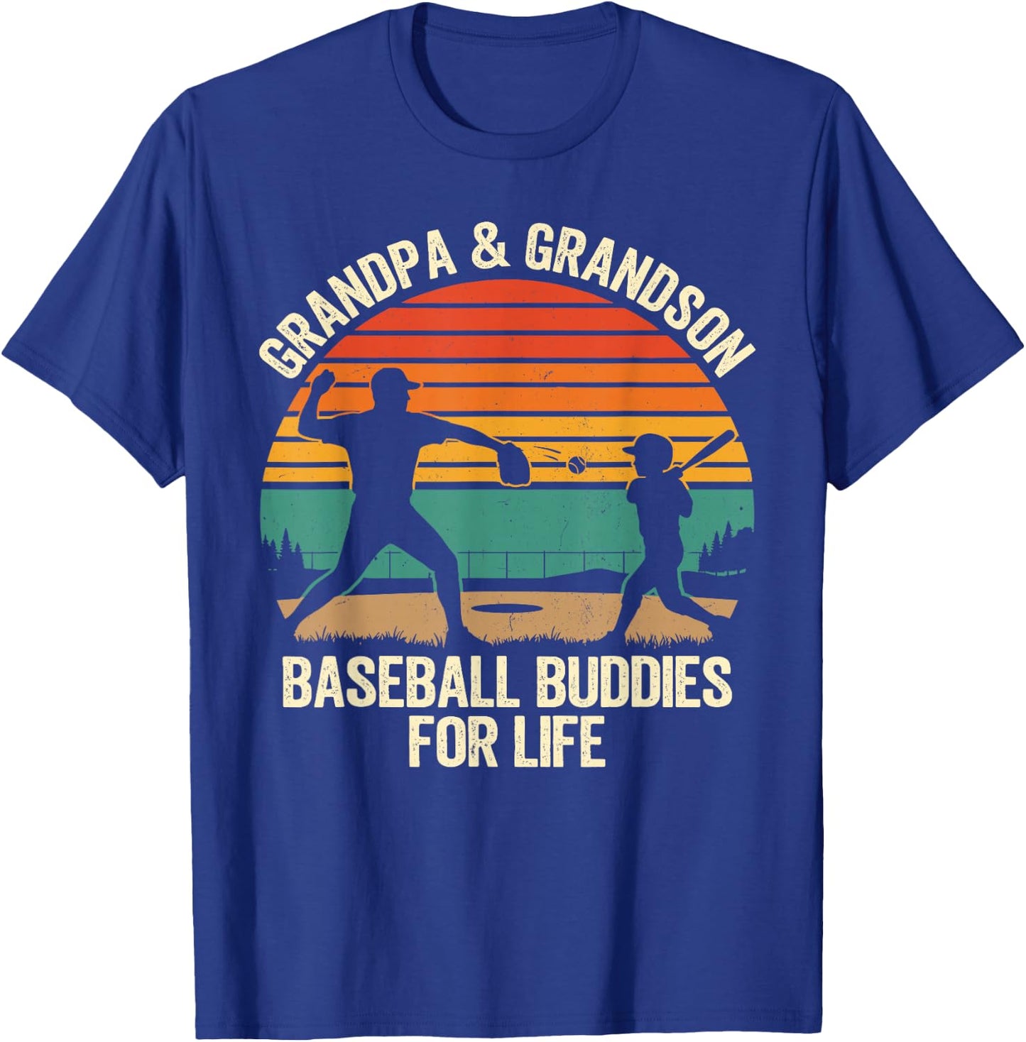 Grandpa and Grandson Baseball Buddies for Life T-Shirt - T-Shirt | Royal