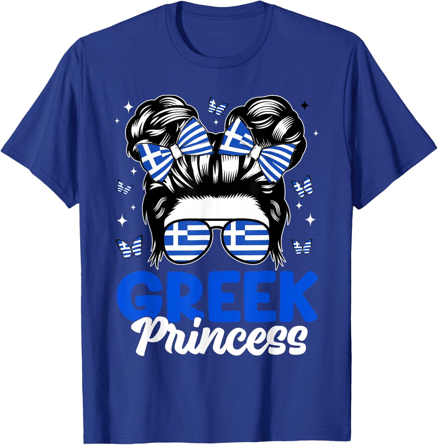 Greek Princess Greece Girl Cute Greek Bow Flag Women Kids T-Shirt - T-Shirt | Royal