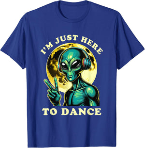 EDM Electronic Music Rave Alien House Techno Here to Dance T-Shirt - T-Shirt | Royal