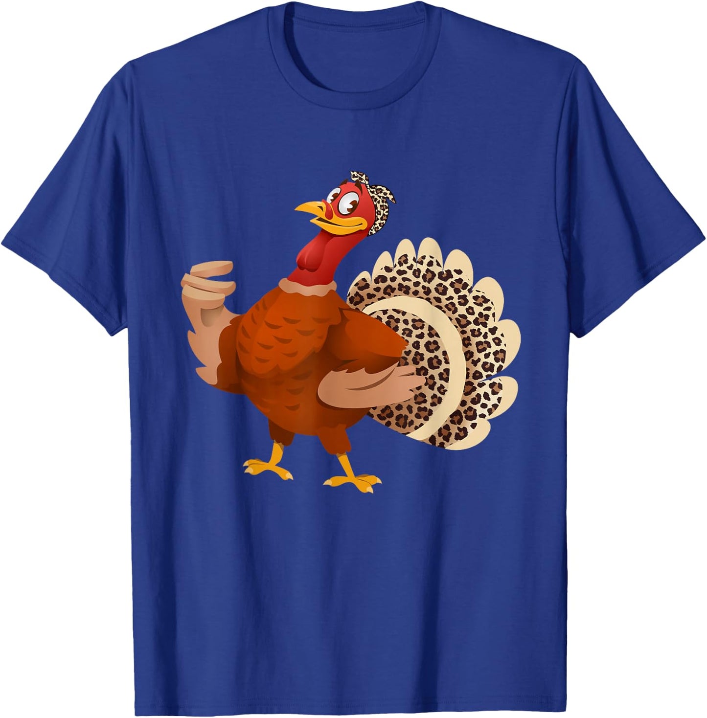 Funny Thanksgiving Turkey Leopard Print Autumn Fall T-Shirt - T-Shirt | Royal