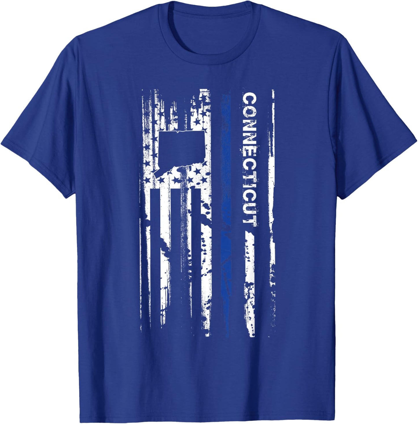 Connecticut Cop Thin Blue Line LEO Police American Flag T-Shirt - T-Shirt | Royal