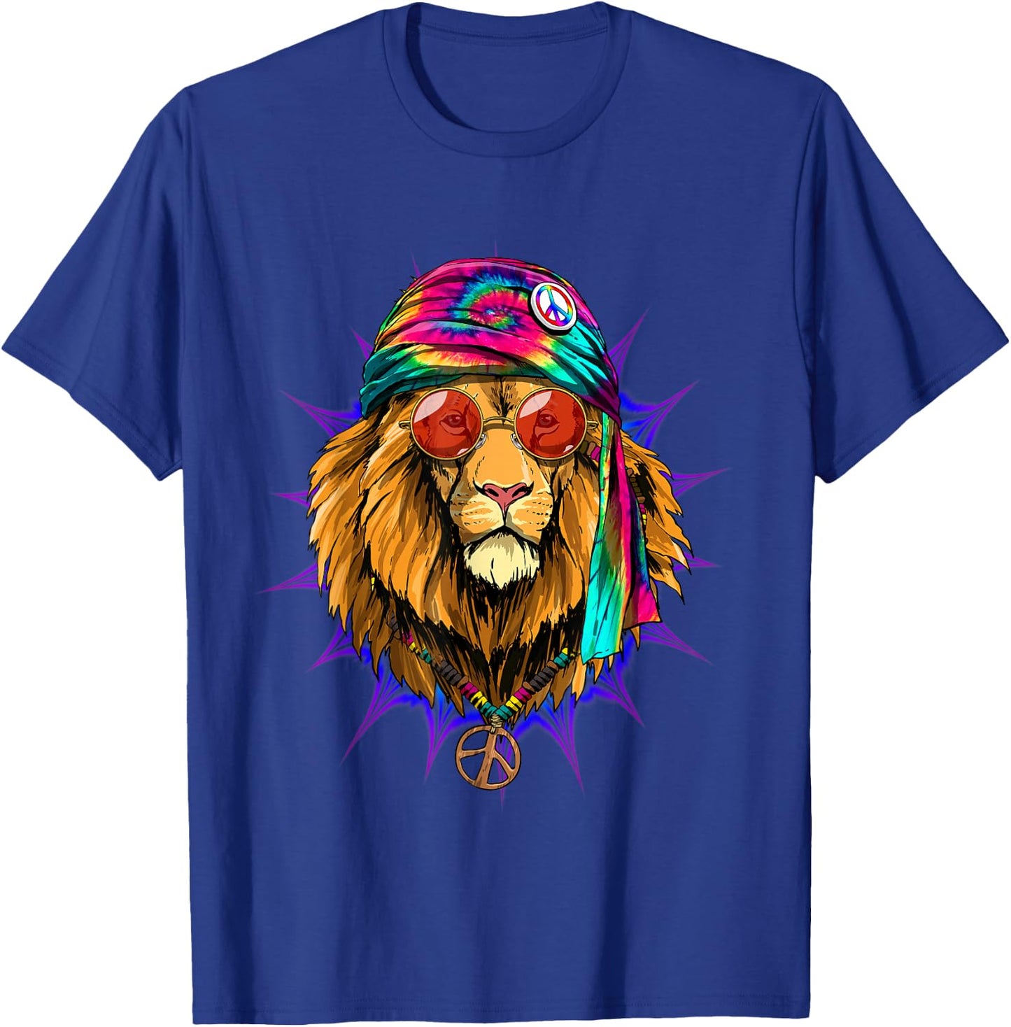 Tie Dye Hippie Lion Hippiness Peace Love Lion T-Shirt - T-Shirt | Royal