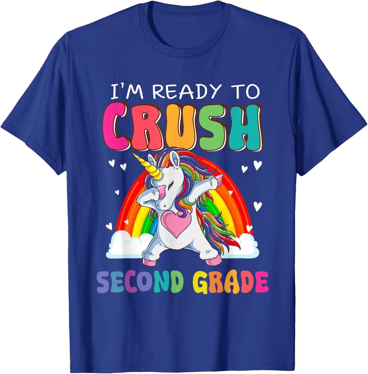 Crush Second Grade Dabbing Unicorn First Day Of School Girls T-Shirt - T-Shirt | Royal