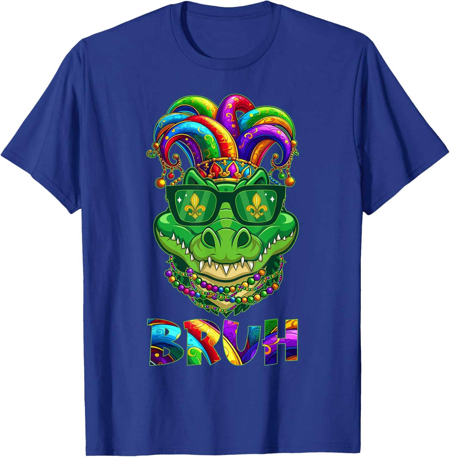 Funny Alligator Bruh Mardi Gras Costume Teens Boys Kids T-Shirt - T-Shirt | Royal