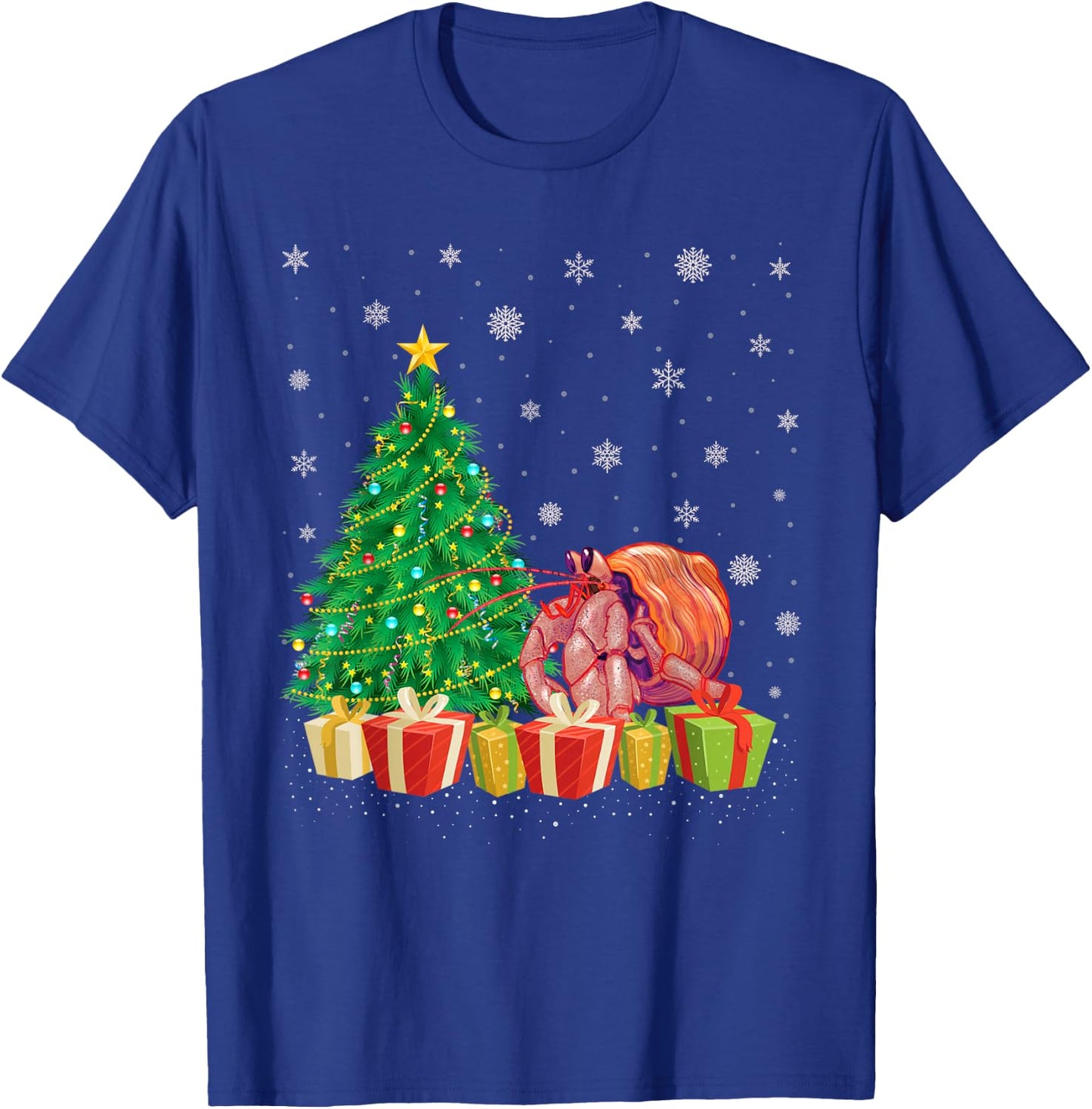 Xmas Tree Lighting Santa Hat Hermit Crab Christmas T-Shirt - T-Shirt | Royal