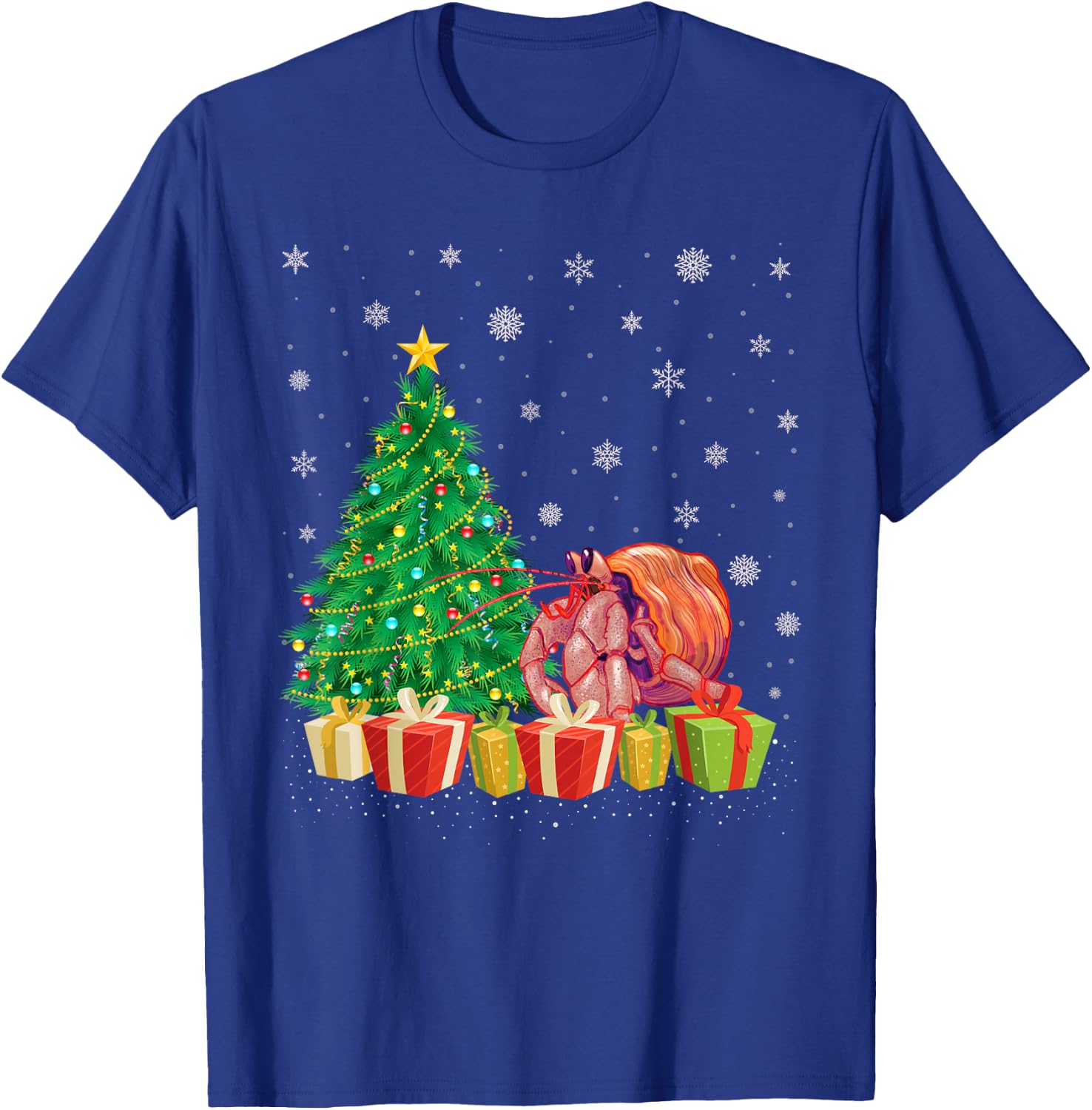 Xmas Tree Lighting Santa Hat Hermit Crab Christmas T-Shirt - T-Shirt | Royal