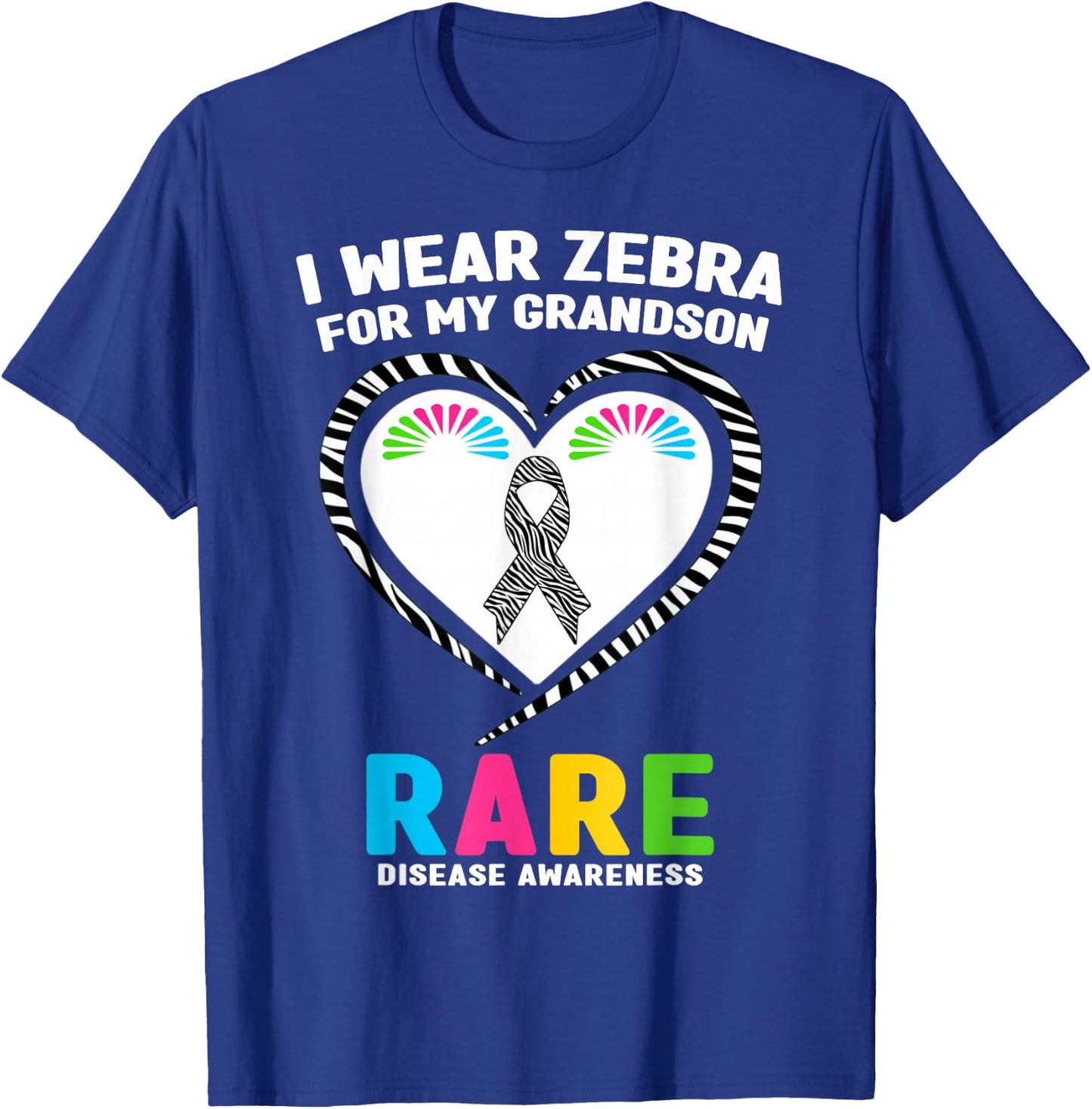 I Wear Zebra for My Grandson Rare Disease Awareness Day 2026 T-Shirt - T-Shirt | Royal