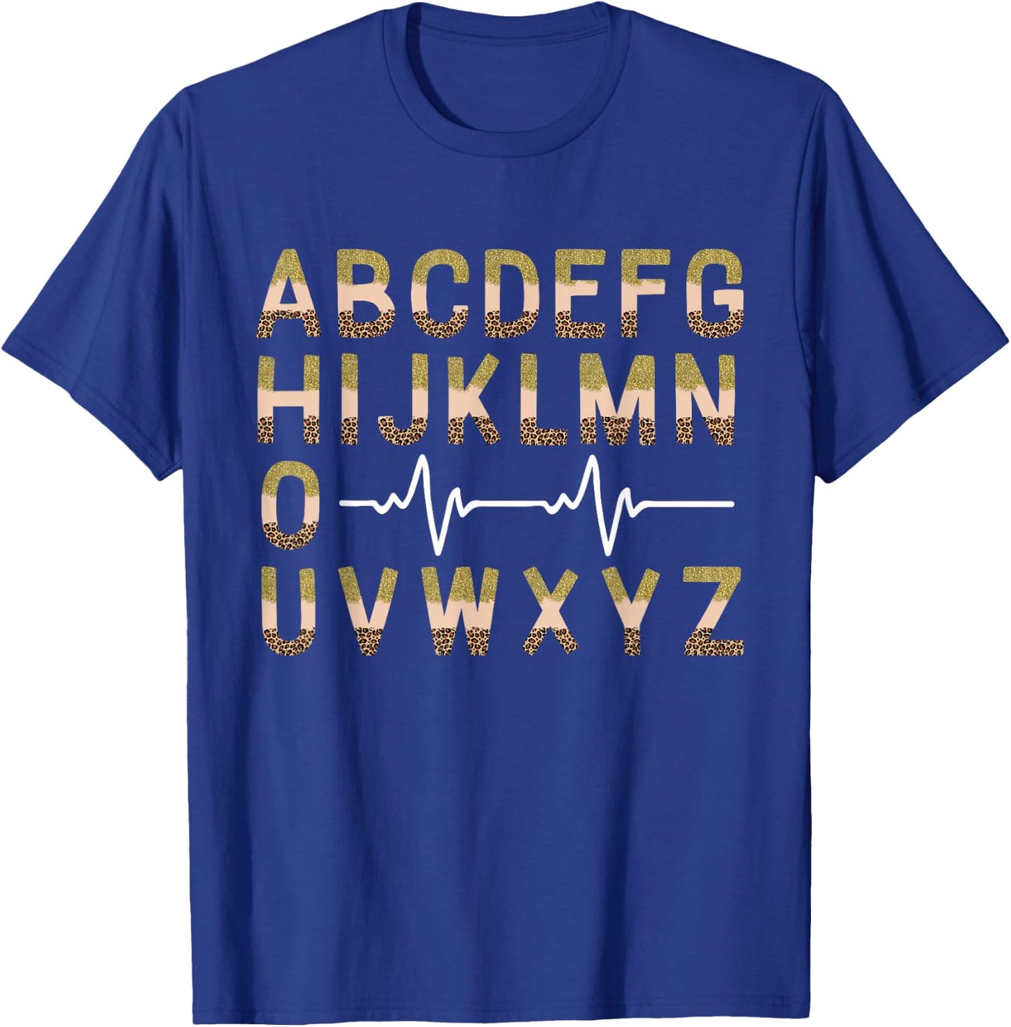 Nurse ABC's Funny PQRST EKG Heart Rhythm Leopard T-Shirt - T-Shirt | Royal